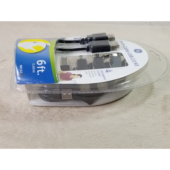 GE Multi Cable USB 2.0 Kit 4 USB Adapters 6 ft NEW Sealed Travel Bag Included - Picture 9 of 9